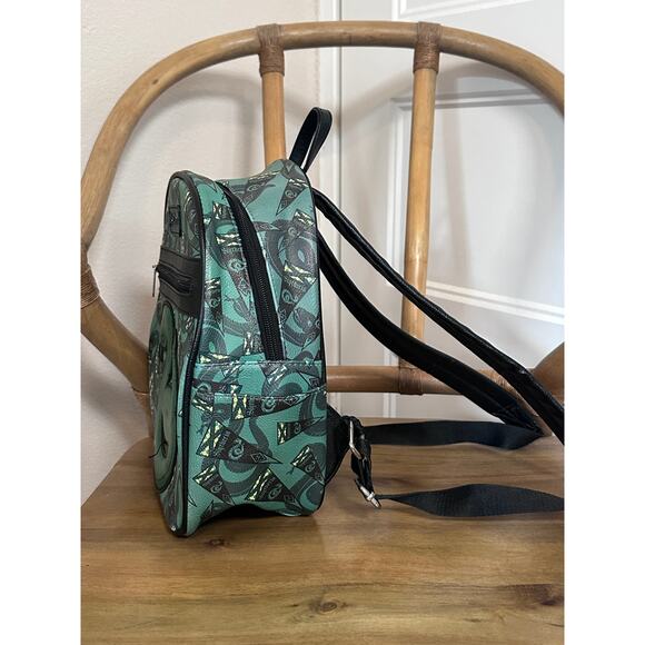 Harry Potter Slytherin Loungefly Mini 12" Backpack Green Black Snake Bag - Picture 4 of 8